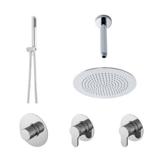 The Nuie Two Outlet Arvan Double Bundle With Stop Taps is the perfect addition to your bathroom. This premium quality bundle offers two outlet valves, allowing you to switch between two shower outlets and design your showering experience.