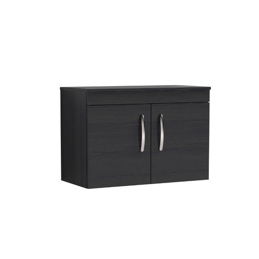 The Nuie Athena Wall Hung 800mm Two Door Vanity with Worktop is an exceptional addition to any modern bathroom. The striking Charcoal Black finish adds a touch of sophistication and contrast, instantly transforming the space into a designer haven. One of the standout features of this vanity is its space saving design. By being wall hung, it creates the illusion of a larger bathroom, making it perfect for smaller spaces. 