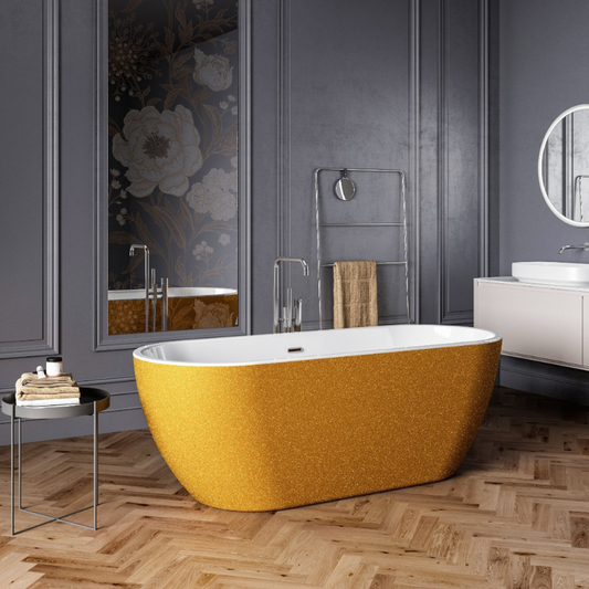 The Charlotte Edwards Belgravia Sparkling Gold bathtub is a luxurious and contemporary addition to any modern bathroom. Crafted from high-quality materials, this stunning bathtub boasts an eye-catching Sparkling Gold finish that adds a touch of glamour and elegance to your bathroom space.