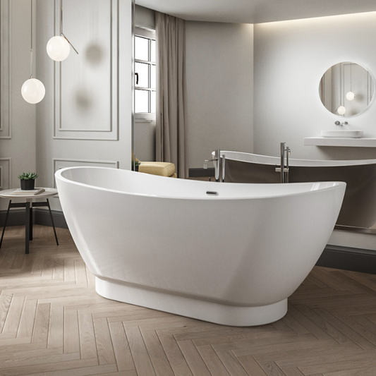The Charlotte Edwards Richmond Gloss White Bath is the perfect addition to any modern bathroom. Its sleek and stylish design features smooth curves and clean lines, finished in a high gloss white for a fresh, clean look. Made from high-quality acrylic, this bath also boasts excellent heat retention properties, so you can enjoy a relaxing soak for as long as you like. It has a simple yet elegant shape, with a gentle sloping angle at the back to support your head and neck while you relax.