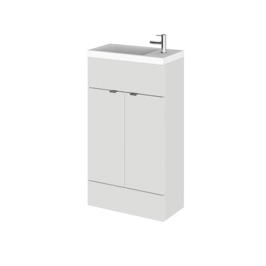 The Hudson Reed Fusion Gloss Grey Mist Vanity Unit is a stylish and practical addition to any bathroom. The gloss grey mist finish adds a modern touch to the space, while the compact design makes it perfect for smaller bathrooms or cloakrooms. The soft close doors are a great feature that help prevent daily wear and tear, and the ready built combinations save time and effort during installation. 