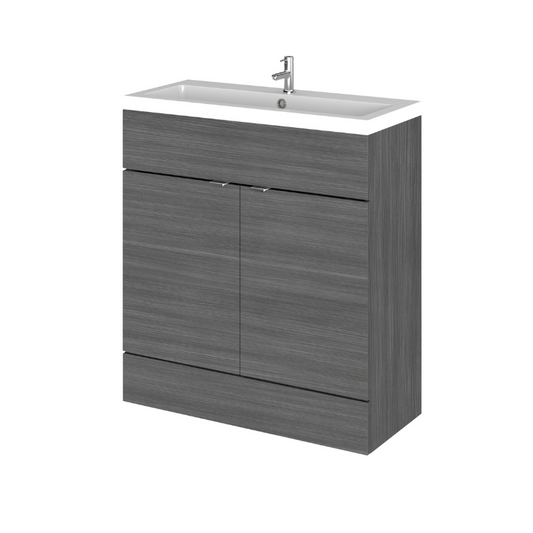 The Hudson Reed Fusion Anthracite Woodgrain Vanity Unit is a stunning addition to any bathroom, featuring a unique combination of the Anthracite Woodgrain finish and natural wood grain that creates a focal point in the space. The rich, dark tones and texture of the woodgrain add a touch of sophistication and warmth to the bathroom decor. 