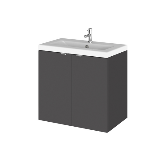 The Hudson Reed Fusion Gloss Grey Vanity Unit is a sleek and stylish addition to any bathroom, offering a modern touch with its striking gloss grey finish that effortlessly contrasts with our range of ceramic basins.