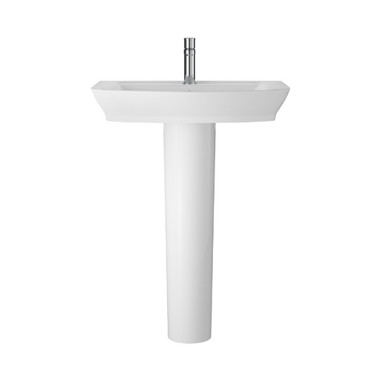The Hudson Reed Maya Basin & Pedestal is a stylish and modern addition to any bathroom. With its sleek lines and contemporary design, it is sure to complement any decor. The basin is made from high quality ceramic, ensuring durability and long lasting use. Measuring 550mm, it is the perfect size for both small and large bathrooms. It also comes with a matching pedestal to complete the look. This basin and pedestal set is easy to install and maintain, making it a practical yet stylish option for any home.