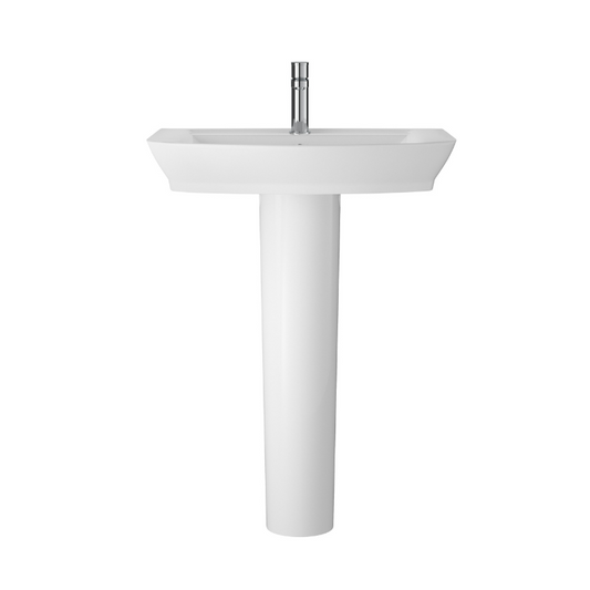 The Hudson Reed Maya 650mm Basin & Pedestal is a beautifully designed sink that is perfect for any modern bathroom. It boasts a sleek, rectangular shape that is both elegant and practical. The basin is made from high quality ceramic material that is durable and easy to clean. Its polished finish gives it a bright, glossy appearance that will add a touch of sophistication to any bathroom. 