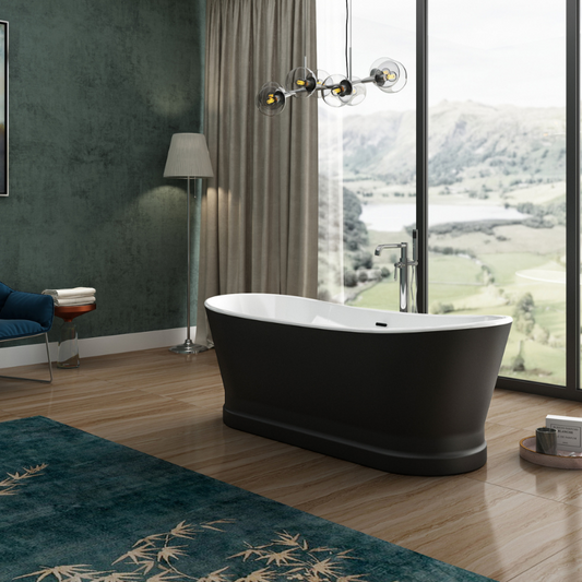The Charlotte Edwards Jupiter Matt Black Slipper Bath is a stunning addition to any modern bathroom. This unique slipper bath is made of high-quality acrylic and features a sleek, rimless design that exudes contemporary elegance. The matte black finish of this bath gives it a bold and dramatic appearance, making for an eye-catching addition to any room.