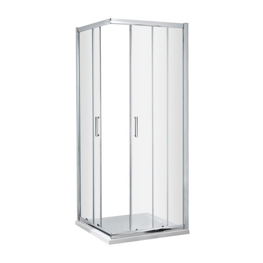 The Nuie Ella 760mm Corner Entry Enclosure is truly a remarkable piece. Its innovative patented Easyfit profile assembly system ensures quick and easy installation, making it a breeze to set up. The satin chrome frame adds a touch of elegance to any bathroom space, while the 5mm toughened safety glass ensures durability and peace of mind. The square double sliding doors provide convenient access, while the quick release wheels make cleaning a hassle free task.