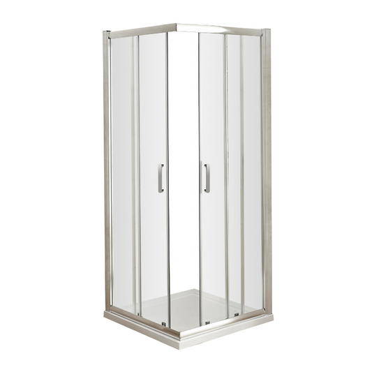 The Nuie Pacific 760mm Corner Entry Enclosure with 6mm Glass is a sleek and modern shower enclosure that is perfect for smaller bathrooms. The enclosure is made with 6mm thick toughened safety glass, providing both durability and safety. The glass has a clear finish, giving it a clean and transparent look for a spacious feel. The enclosure features rounded D handles, which provide a comfortable grip while opening and closing the doors.