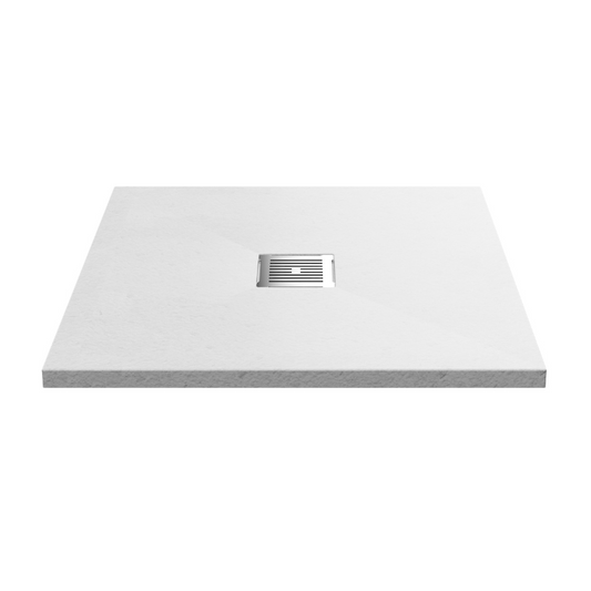 The Nuie Square White Slate Slimline Shower Tray is a perfect fit for contemporary modern bathrooms. Its slimline height of 32mm creates a sleek and streamlined look, while the slate textured finish adds a touch of elegance. With a size of 800 x 800mm, this shower tray is ideal for compact bathrooms.