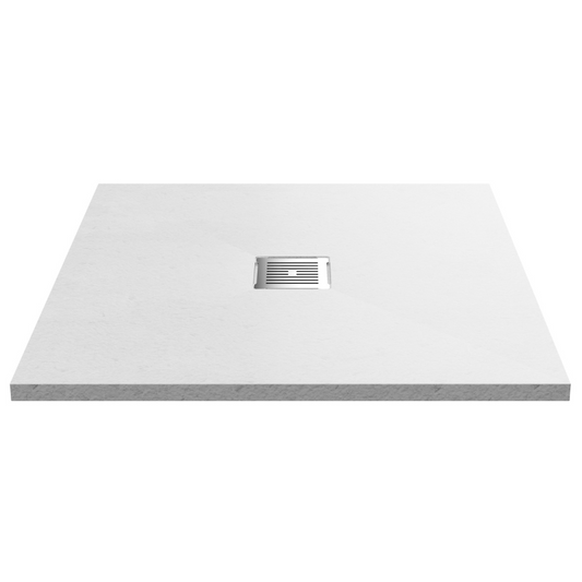 The Nuie Square White Slate Slimline Shower Tray is the perfect addition to any contemporary modern bathroom. With its sleek and minimalist design, this shower tray is perfect for those looking for a more seamless and sophisticated look in their bathroom. The slimline height of just 32mm ensures that the tray sits flush with the floor, providing a clean and tidy finish.