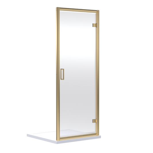 The Nuie Rene 900mm Hinged Door with a Brushed Brass frame is truly a stunning addition to any bathroom. The reversible outward opening hinged door adds convenience and flexibility to your shower area. The 6mm toughened safety glass ensures durability and peace of mind.